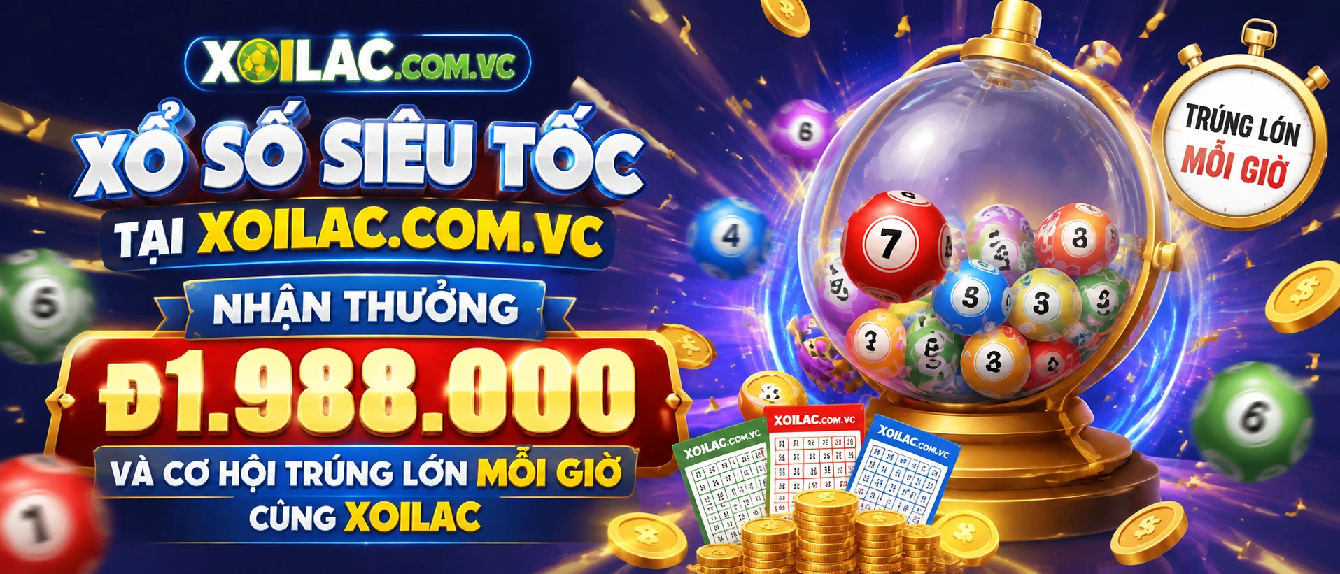 Giao diện trung tâm dữ liệu xổ số trên xoilac.com.vc